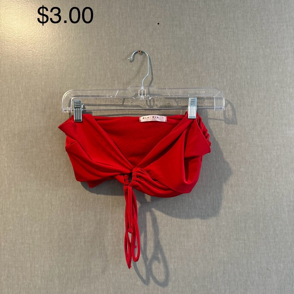 Red fancy crop top by BlueBlush